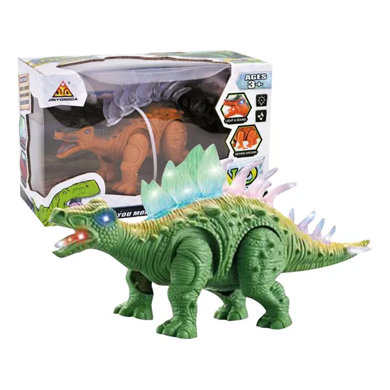 Dinosaurio A Pila Camina Con Luz Sonido Estegosaurio Jurásic Color Colores