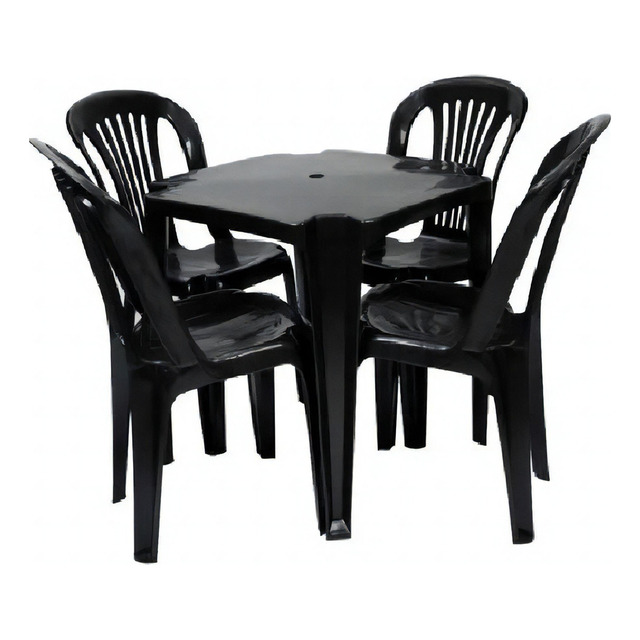 Jr Plasticos Kit Mesa Monobloco Com 4 Cadeiras Bistrô Gold Suporta Até 182kg Cor Preto Jr Plasticos Kit Mesa Monobloco Com 4 Cadeiras Bistrô Gold Suporta Até 182kg Cor Preto