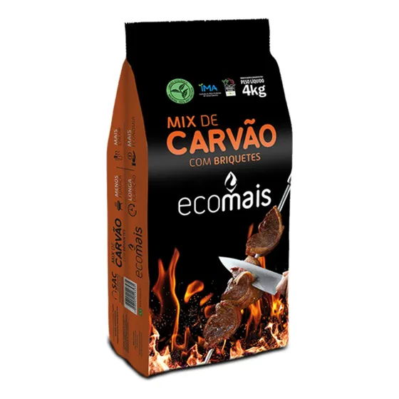 Carvão 4 Kg Churrasco Eucalipto Ecológico Lareira Briquete 