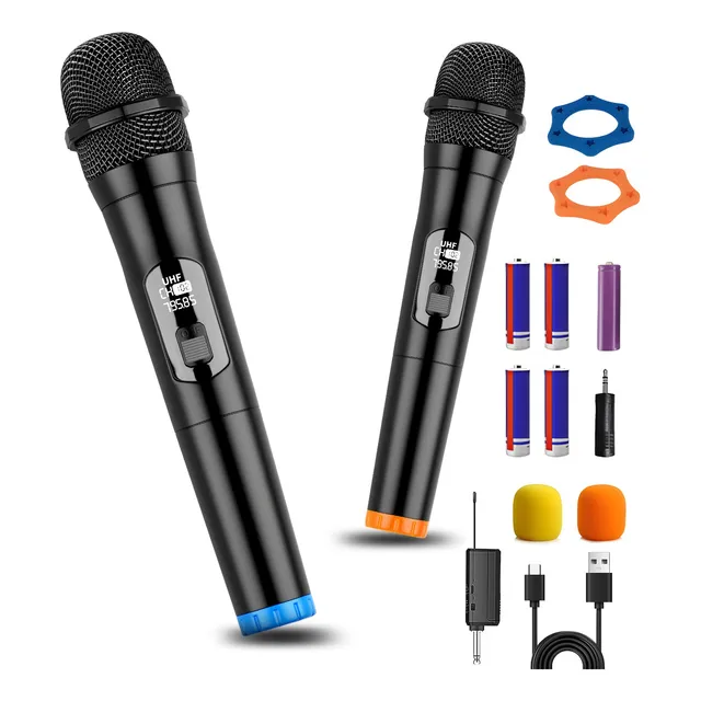 2 Microfono Inalambrico Profesional Karaoke Dinamico 4 Pilas
