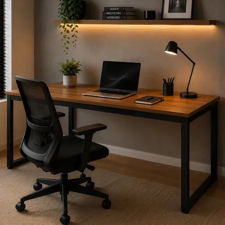 Mesa Industrial Premium 150cm Para Escritório Moderno Madeira