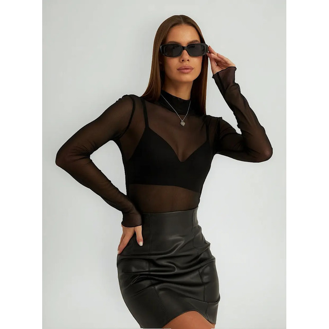 Blusa Tule Transparente Feminina Segunda Pele Tendencia