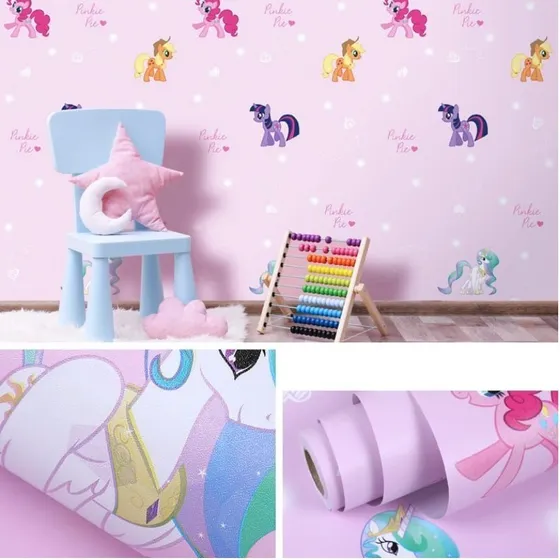 6194 Papel Pintado Adhesivo Empapelar Pony Rosado 45cmx1mt 