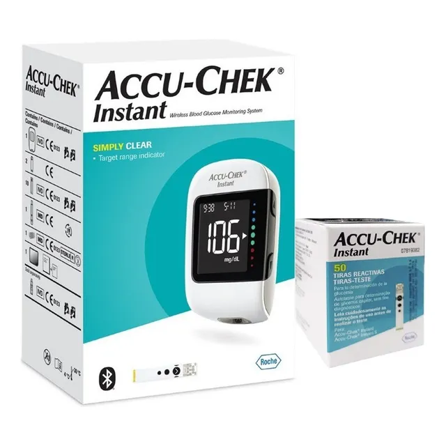 Glucómetro Accu-chek Instant + 60 Tiras + 10 Lancetas