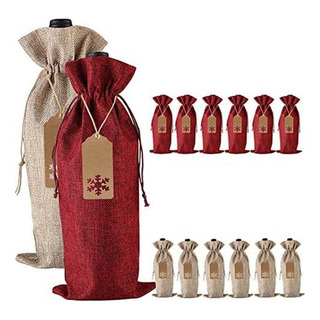 12 Bolsas Regalo Arpillera Funda Botella De Vino Decoracion 12 Bolsas Regalo Arpillera Funda Botella De Vino Decoracion