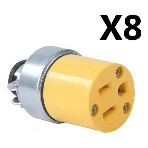 Toma Corriente Metal Vinil Amarillo 2p + Tierra