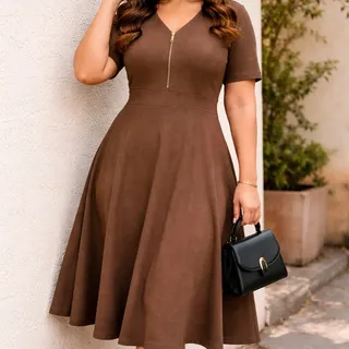 Mfa Vestido Midi Premium Ziper Funcional Moda Evangélica M Ao G1