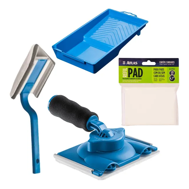 Kit Pad Cantos E Rodapé + Refil E Bandeja Pintura Acabamento