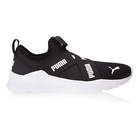 Tênis Infantil Wired Run Slip-on Puma Preto E Branco Liso 32