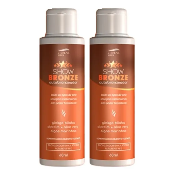2 Auto Bronzeador Capilar Essência Show Bronze 60ml