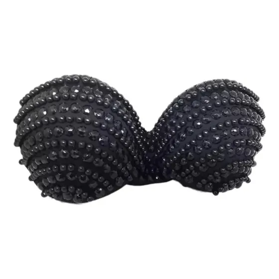 Soutien Bordado Cropped Top Com Perolas Pedras Plus Size