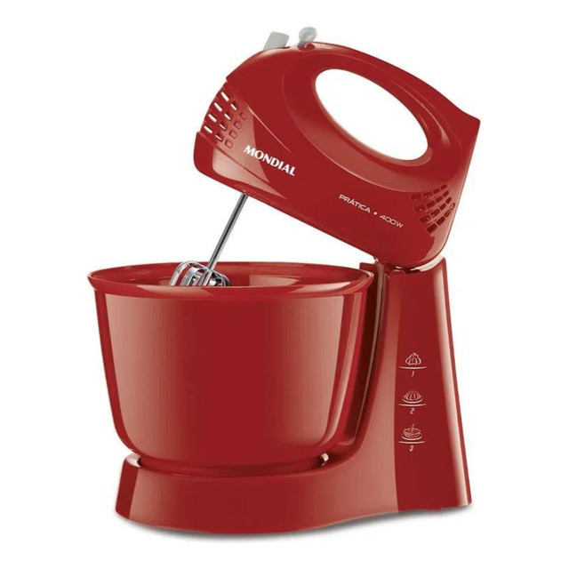 Batedeira Prática 400w 3,6 Litros B-44-r Vermelho Mondial 60hz Batedeira Prática 400w 3,6 Litros B-44-r Vermelho Mondial 60hz
