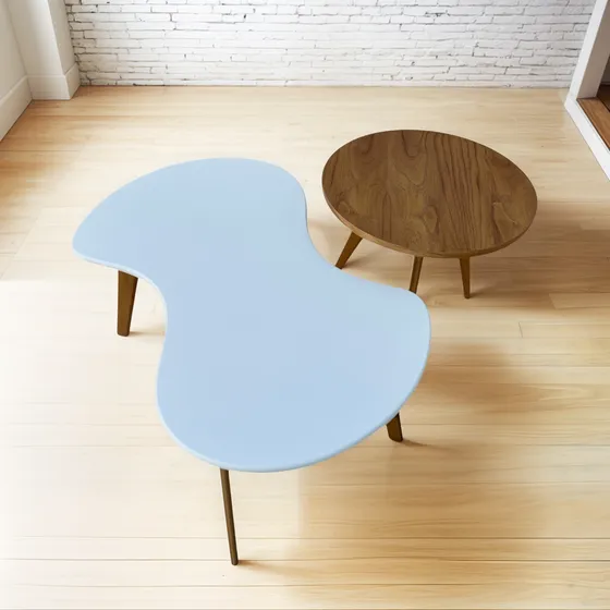 Mesa Ratona Diseño Nordico Moderno Forma Irregular Marrón