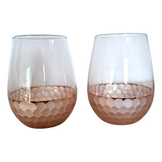 Vasos Vidrio Dorado Rosado 2 Piezas Vasos Vidrio Dorado Rosado 2 Piezas