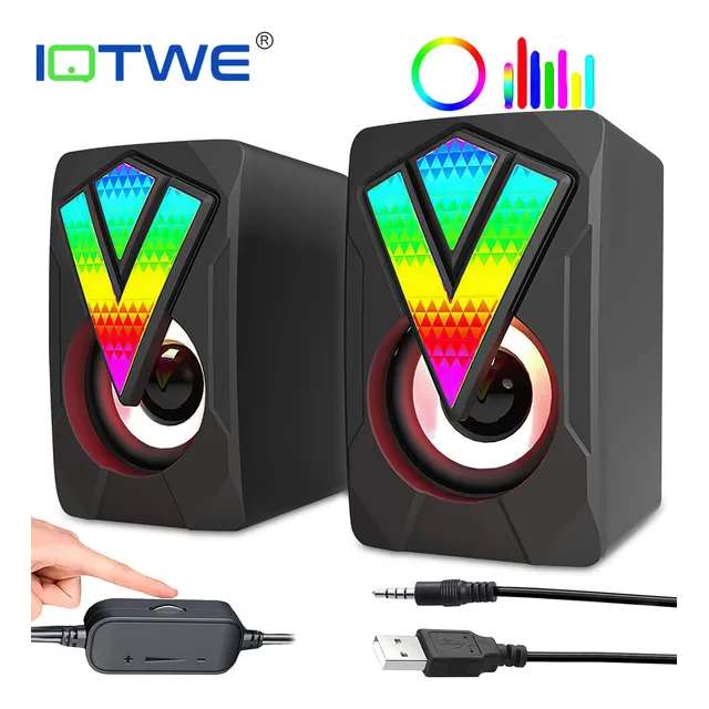 Bocinas Para Pc Altavoz Multimedia Portátil Subwoofer Gamer Rgb 2PCS 127V