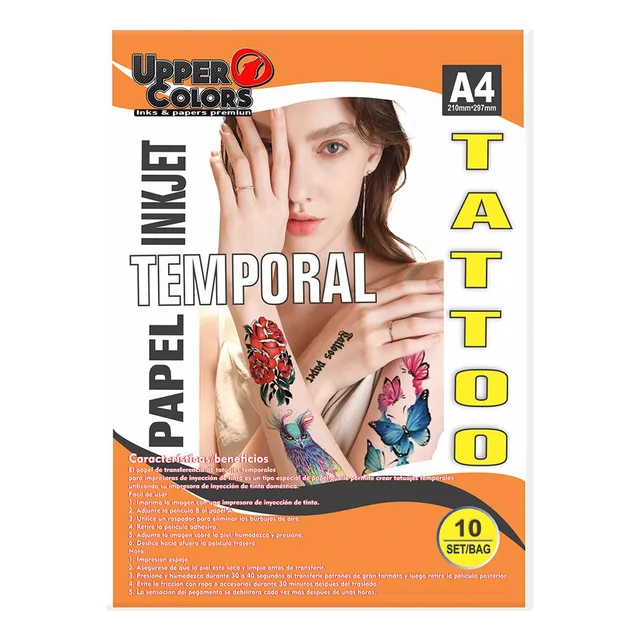Papel Tatuaje Temporal Impresora De Inyección A4x10