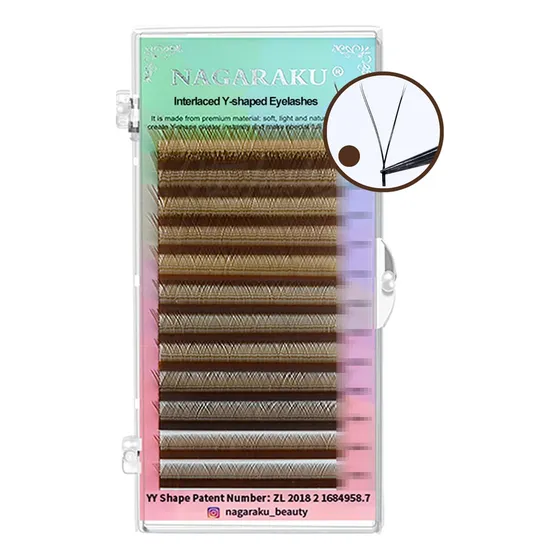 Cílios Nagaraku Fios Y Marrom Volume Brasileiro 0.07 D Mix 8/14mm Cor Marrom