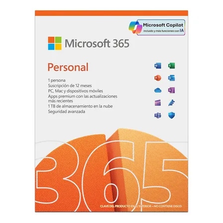 Software De Oficina 365 Personal Personal Microsoft Con Licencia De 1 Años En Formato Físico