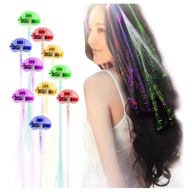 Extensiones Cabello 10 Uds Luces Fibra Óptica Led Colores