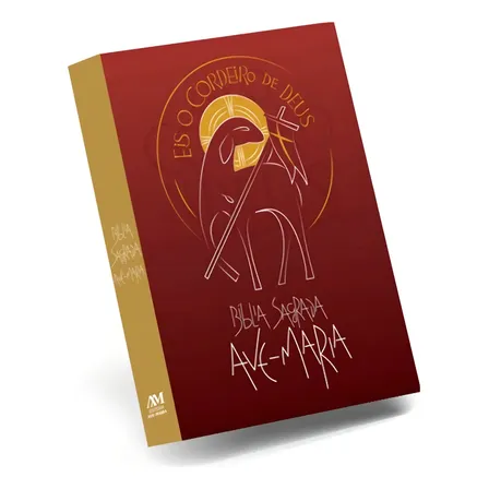Bíblia Sagrada Ave Maria Eis O Cordeiro De Deus - Capa Vermelha Cristal Média Catequese