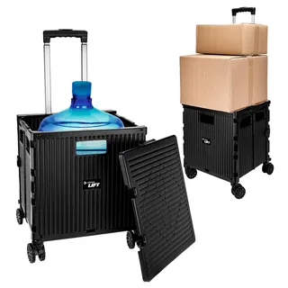 Carrinho Multiuso Dobråvel Com Tampa Artiko Lift Reforçado Cor Preto Carrinho Multiuso Dobråvel Com Tampa Artiko Lift Reforçado Cor Preto