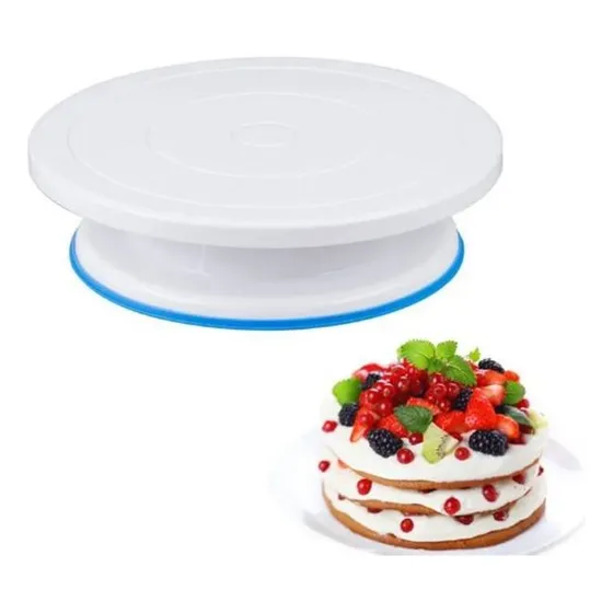 Base Soporte Plato Giratorio Para Torta Plastico 28cm Clic