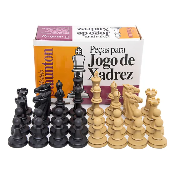 Jogo De Xadrez 32 Peças Escolar Staunton Rei 7,3 Cm Jaehrig