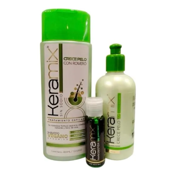 Shampoo Keramix Crecepelo+crema De Peinar+ampolla