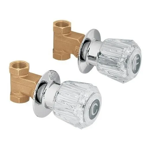 Juego Llaves Empotrar Roscable Maneral Acrilico Foset 49252 Acabado Cromado Color Plateado