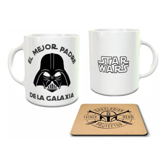 Mugs Pocillo Taza Con Portavasos Padre Papa Star Wars