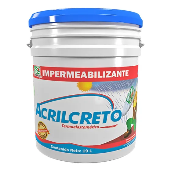 Impermeabilizante Acrílico Acrilcreto 5 Años Rojo Cub 19 L