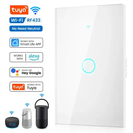 Forestory Interruptor Inteligente Dimmer Wifi 1 Botão Touch Alexa Touch Tuya Sma