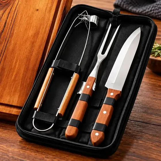 Kit Tabua Churrasco Rustica Personalizado + Estojo Completo
