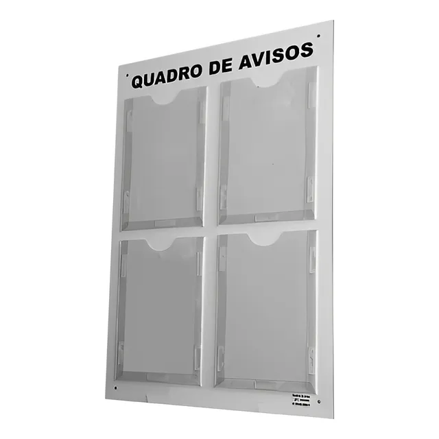 Quadro De Aviso E Gestão Em Acm C/4 Displays A4 Transparente