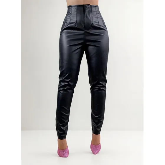 Pantalón Tiro Alto Engomado Cuerina