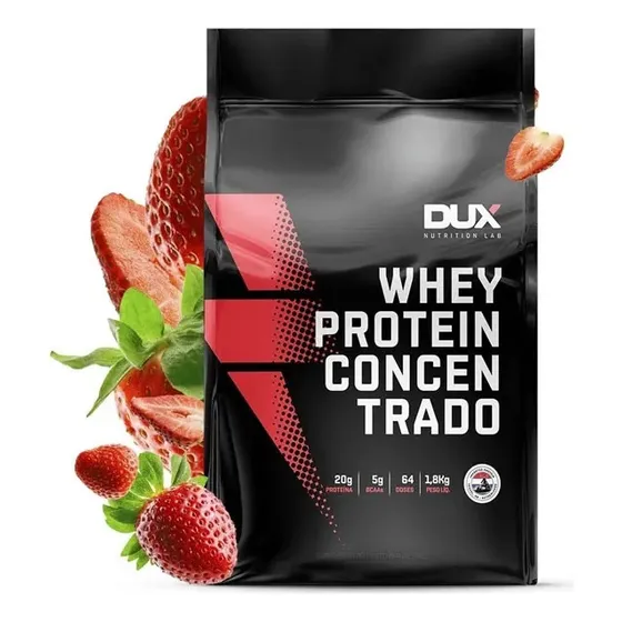 Whey Protein Concentrado 1,8kg - Dux Nutrition Sabor Morango