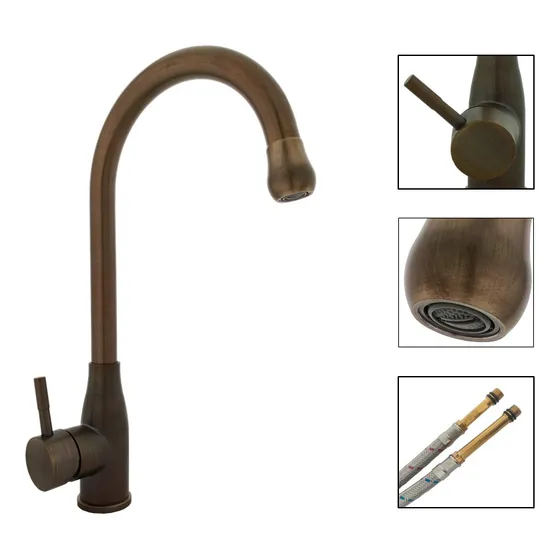 Grifo Llave Monocontrol Bronce Antiguo Para Lavaplatos