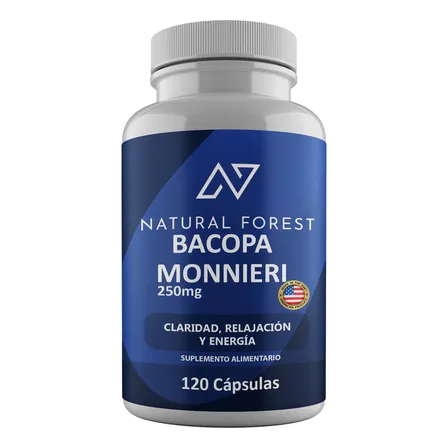 Bacopa Monnieri 250mg /120 Caps Natural Forest Made In Usa Sabor Neutro