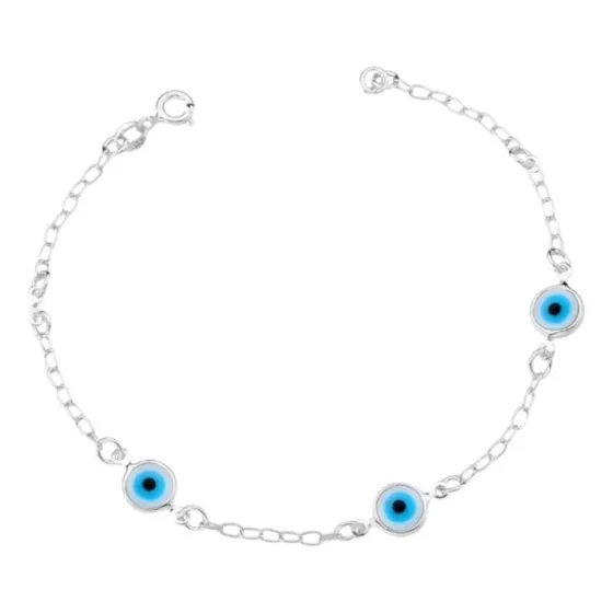 Pulseira 3 Olhos Gregos Folheado A Prata