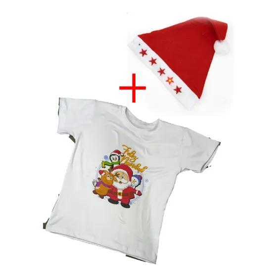 Kit/ Combo: Franela + Gorro Navidad Niños Parrandon Navideño