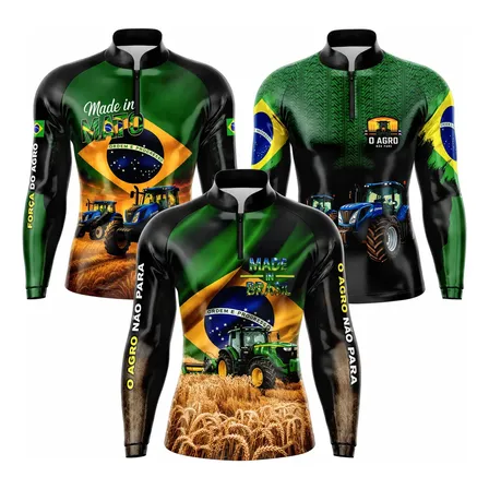 Kit 3 Camisa Agro Agropecuária Fazenda Uv+50 Proteção