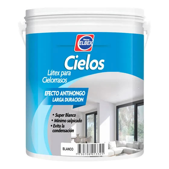 4l Pintura Elbex Latex Acrilica Cielos Rasos Antihongos