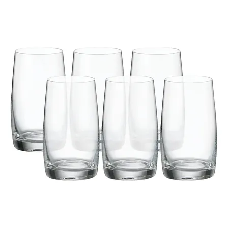 Jogo 6 Copos Cristal Bohemia Titanium Água Suco Drink 380ml