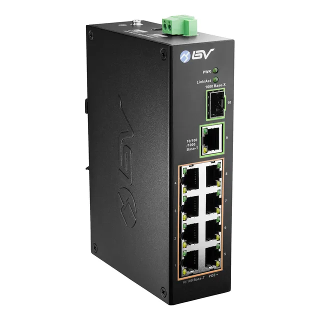 Conmutador Poe Bv-tech De 8 Puertos Con Riel Din De Enlace A