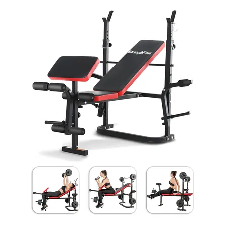 Banco De Supino Academia Em Casa Ginastica Esportes Exercit Preto Com Vermelho