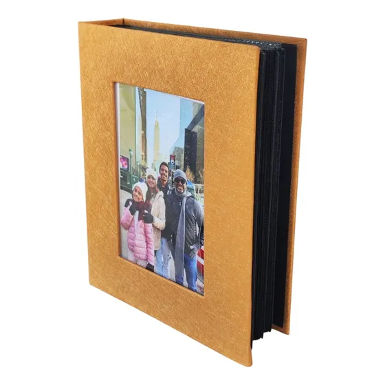 Álbum Fotográfico Luxo P/200 Fotos 10x15 Capa Personalizada Cor Dourado