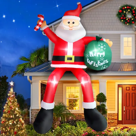 Regalos Papá Noel Inflable De Navidad Con Luz Led 2.4 Metros Rojo