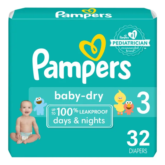 Pañales Pampers Baby Dry Etapa 3, 32 Piezas. Bebés 7-13 Kg. Mediano (m) Sin Género