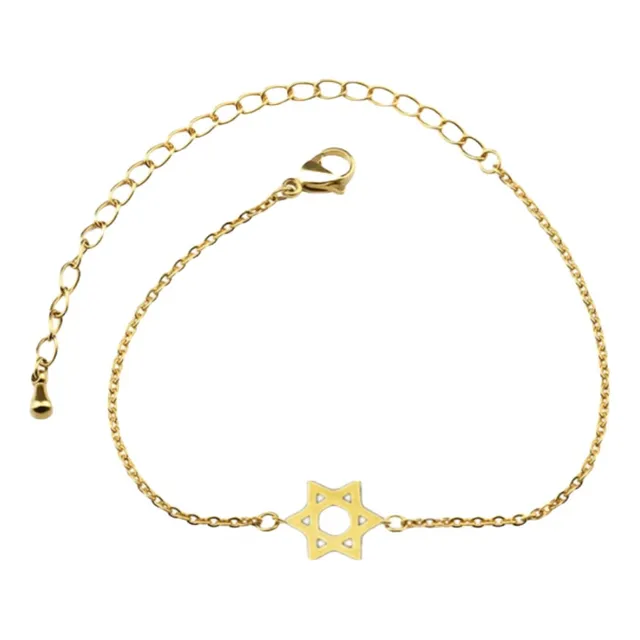 Tobillera Pulsera Estrella De David Doble Uso Dorada
