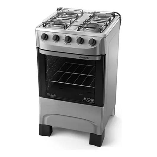 Cocina A Gas Eldom Berlin 4 Hornallas Con Visor De Horno Gris Oscuro